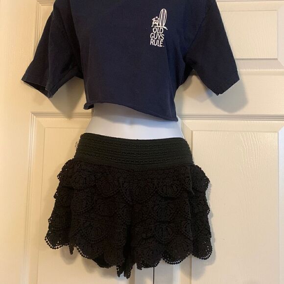 REWIND, bootie short, cover up, high waist band, built in liner, decorative lace - Picture 1 of 8